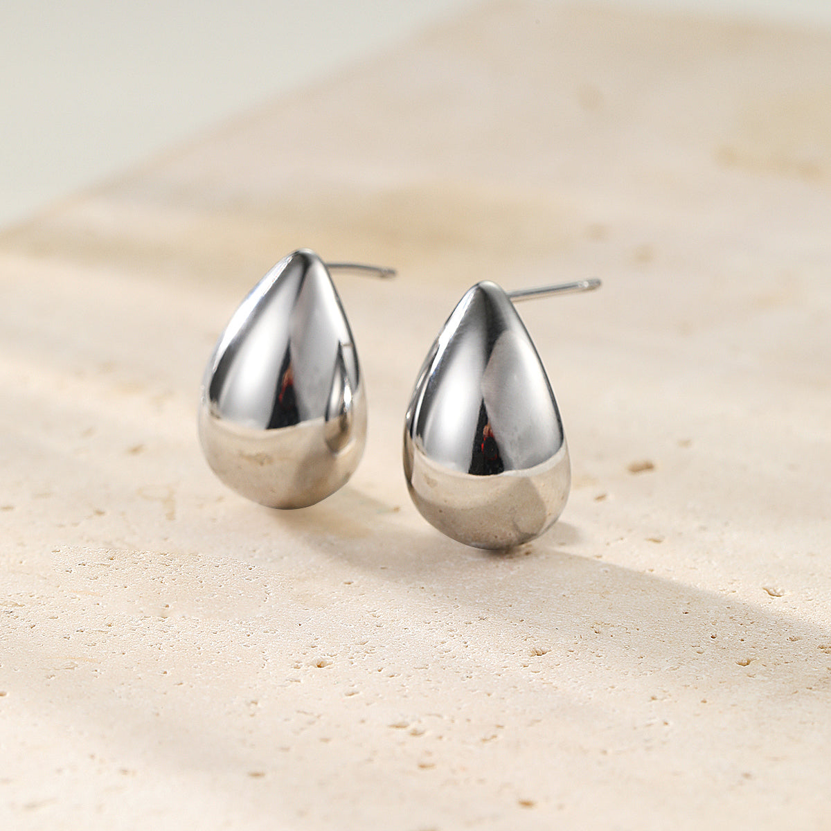 Medium Dome Hoop Earrings Stainless Steel